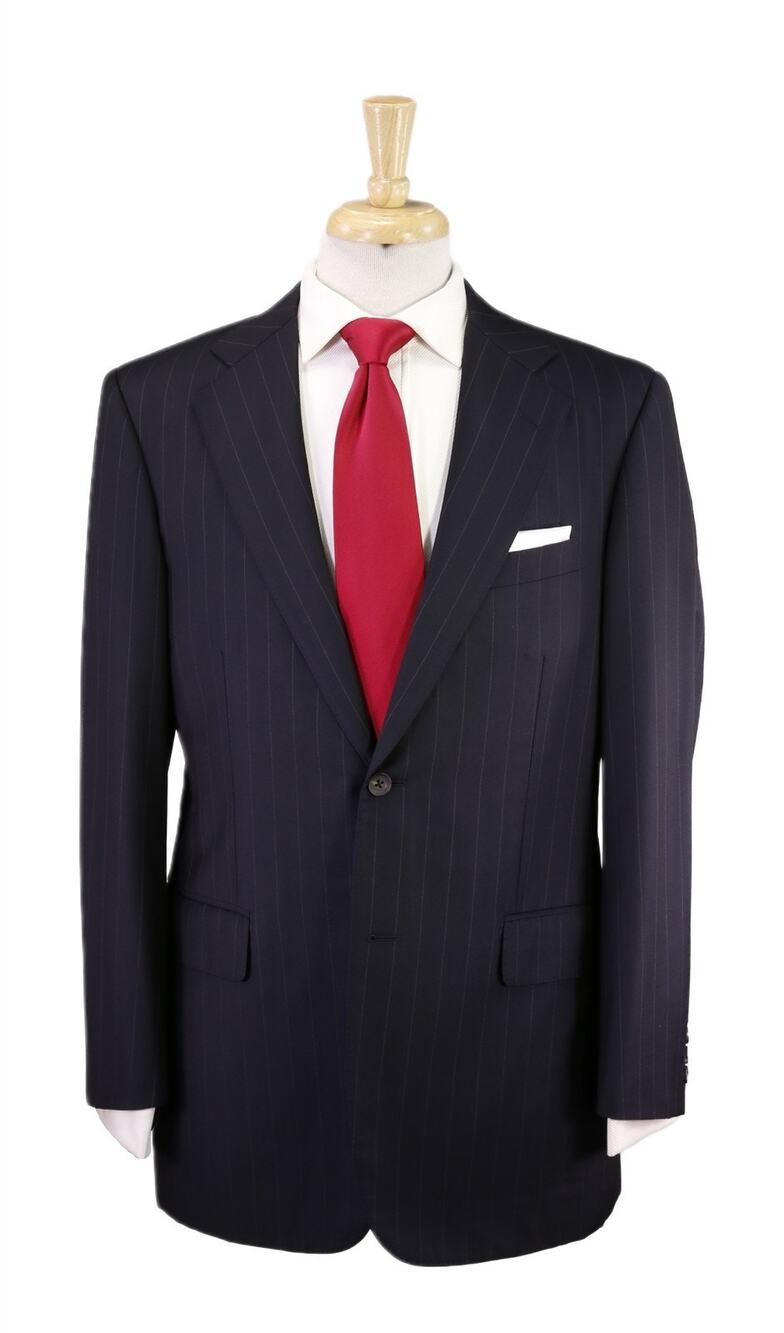 Paul Stuart Navy Blue Pinstripe 2-Btn Wool Suit 40R